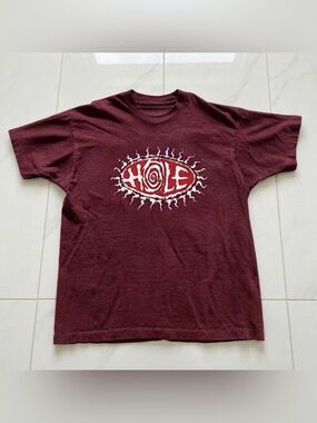 Vintage Maroon ‘Hole’ Band Logo Graphic T Shirt